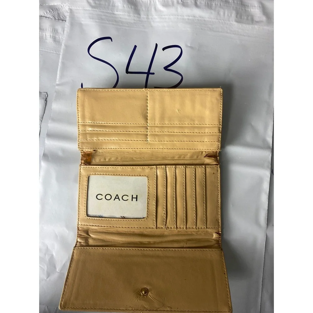 Coach Signature‎ C Canvas Leather Trifold Wallet Tan Brown